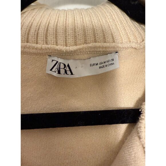 Zara Cream Gold Button Cardigan Sweater with Sailor Collar - Picture 3 of 3